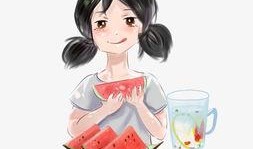 插画吃瓜少女头像动漫,动漫少女的甜蜜吃瓜时光